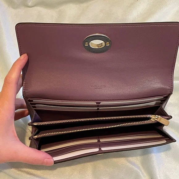 Coach Dark Lavender Leather Wallet - Picture 9 of 10